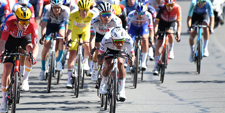 road cyclists racing at high speed